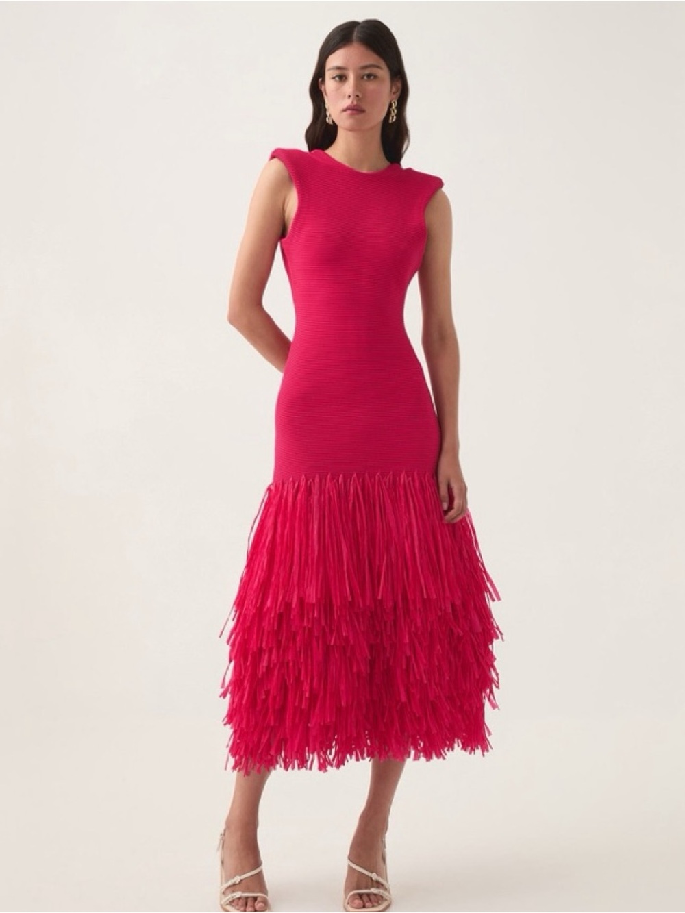Aje Rushes Raffia Midi Dress